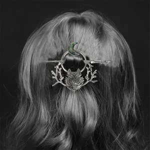 Nordic Viking Retro Alloy Hair Pin Moon Wolf Antler Hair Stick Gothic Cosplay Hair Accessory