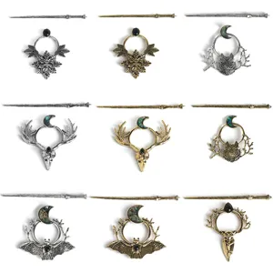 Retro Viking Raven Bat Antler Alloy Hair Stick Gothic Halloween Hair Accessories Metal Updo Hairpin