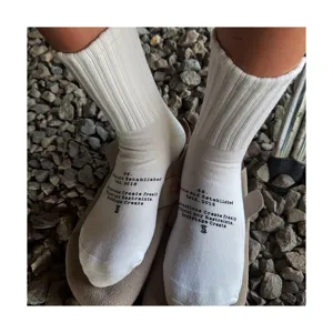 White vintage letter print cotton mid-calf socks Japanese streetwear casual cool socks