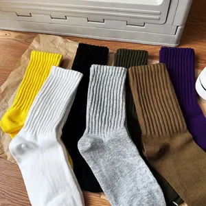Calcetines de canalé lisos de estilo japonés, cómodos, versátiles y casuales para el día a día.