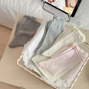 Damen Rüschen Mesh Wadenstrümpfe Sommer dünn atmungsaktiv süß Ballett Core Socken