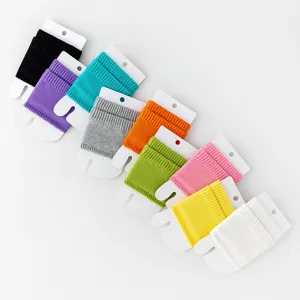 Candy color ribbed knit half foot covers soft breathable sock sleeves spring summer style