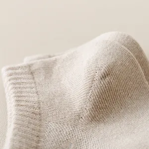 Detailed view of casual knitted short socks, soft texture and comfortable fit for daily wear.