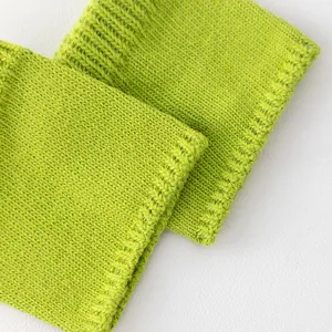 Lime green knit arch socks detail, candy color short tube hot girl style sock covers.