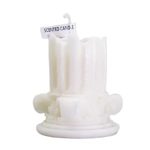 Vela aromática de pilar romano blanco estilo europeo columna vela cera decoración hogar