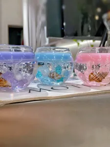 Vela aromática de concha de cristal en cuenco de vidrio, regalo de ambiente y decoración de hogar.