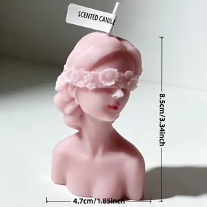 Pink blindfolded girl scented candle goddess bust statue home decor aromatherapy gift