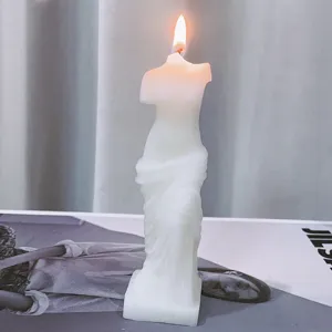Bougie parfumée Vénus de Milo, sculpture blanche de déesse cire pour décoration maison et cadeaux.