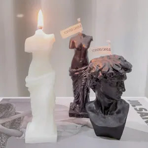 Bougies parfumées sculpture classique, déco cire art Vénus et David pour parfum d'intérieur et cadeaux.