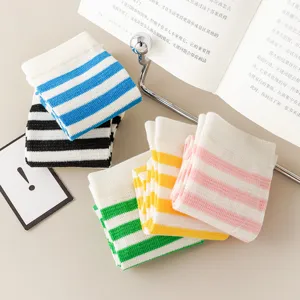 Breathable striped mid-tube socks with candy colors, perfect for casual summer wear.