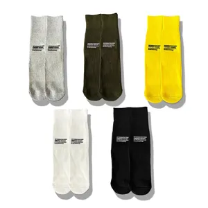Unisex Japanese Style Casual Crew Socks Cotton Blend Letter Print Retro Streetwear Mid Tube Socks Daily Wear Fashion Hosiery