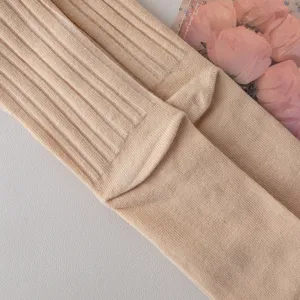 Women casual ribbed crew socks solid color vintage slouch socks soft cotton daily wear autumn winter