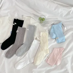 Damen Baumwolle Socken atmungsaktiv dünn Frühlings Sommer Freizeit einfarbig süße Socken