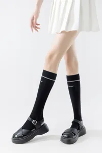 Calcetines deportivos de compresión negros para mujer fitness correr yoga pantorrilla atléticos