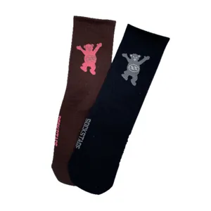Trendy dancing bear long socks casual couple high street cotton crew socks men and women