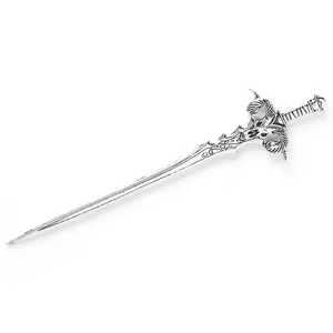 Silver gothic ram sword hair stick antique style metal hair pin for women cosplay accessory