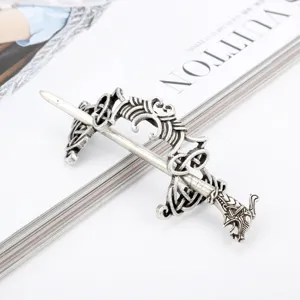 Vintage Viking dragon hair stick Celtic hair clip antique silver hair accessory for women