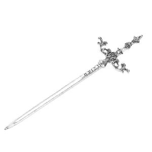 Vintage silver sword hair stick gothic hairpin medieval dagger hair accessory for women