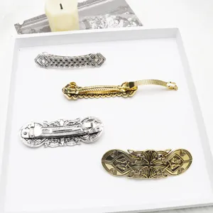 Vintage Viking hair clips metal barrettes retro carved spring hair accessories detail view
