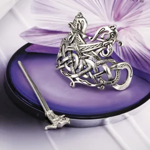 Viking Celtic Hair Fork Vintage Metal Hairpin Detail Close-up Fashion Hair Accessory