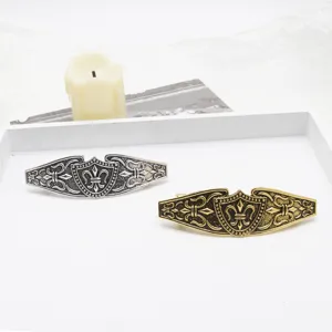 Vintage viking style metal barrette hair clip, retro shield design fashion headwear.