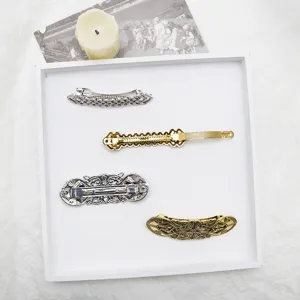 Vintage Viking hair clip detail showing intricate metal pattern and spring clip design.