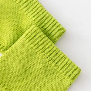 Lime green knitted ribbed sock cuff detail, candy color short hosiery fashion piece.