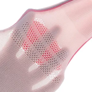 Pink breathable mesh compression calf socks, sports running fitness support leg sleeves.