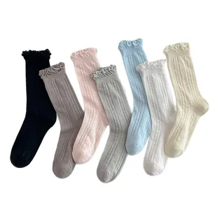 Frühling Sommer süße Rüschen Mesh Mittelsocken atmungsaktive Ballett Core Freizeitsocken