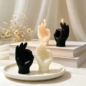 OK Gesture Scented Candle Aesthetic Hand Shape Wax Aromatherapy Candle Home Decor Soy Wax Pillar Candle Party Gift