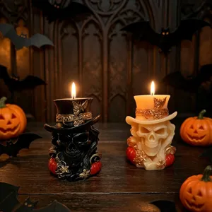 Halloween Gotisch Schedel Geurkaars Gentleman Hoed Pompoen Decor Sojawas-mix Donker Retro Aromatherapie Kaars Huis Feest
