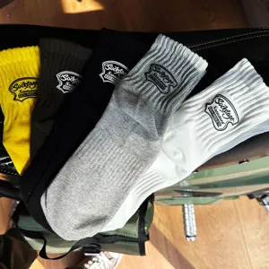 Spring summer light minimalist solid color cotton socks with trendy letter silicone print