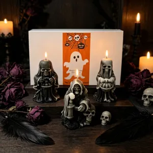 Halloween Grim Reaper Skull Scented Candle Gothic Dark Style Soy Wax Blend Candle Set For Party Home Decor Gift