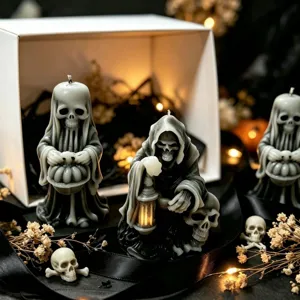 Halloween black robe grim reaper skeleton scented candle gothic dark ornament gift