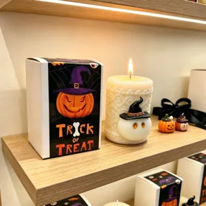 Halloween Carino Fantasma Candela Profumata Cappello Da Stregone Sbalzato Pilastro Cera Di Soia Candela Con Scatola Festa Casa