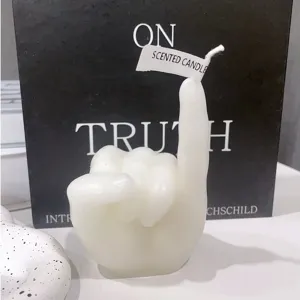 White hand gesture scented candle home decor personalized finger sculpture wax ornament gift