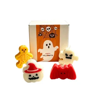 Halloween scented candle set with ghost pumpkin bat shapes for party decor and gifts.