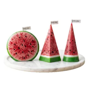 Handmade watermelon scented candles set ice wax fruit shaped desktop decor home ornaments
