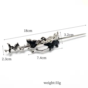 Epingle à cheveux en métal liquide irrégulier gothique noir et argent accessoire