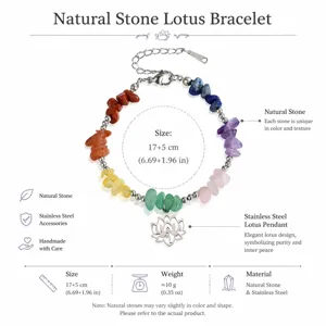 Detailed view of handmade natural stone lotus bracelet with amethyst and olivine beads