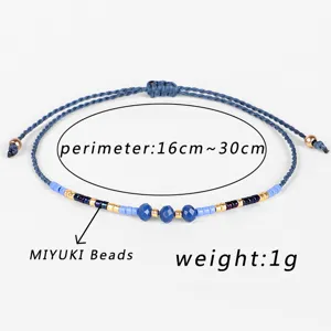 Bracciale in perline MIYUKI intrecciato a mano con cordino blu regolabile