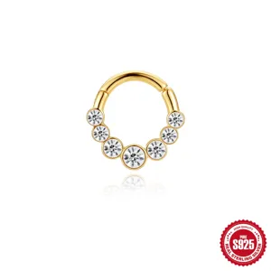 925 Sterling Zilver Vergulde Strass Creolen Voor Dames Heren Daith Piercing Oorkraakbeen Ring Sieraden