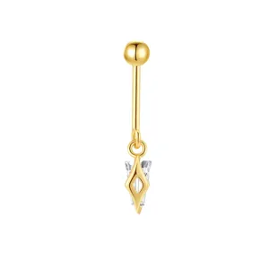 925 sterling silver gold plated cartilage stud earring with geometric zirconia pendant