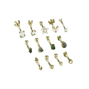 Set van 925 sterling zilveren gebogen barbells met CZ en opaal voor oor- en navelpiercings