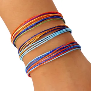 Colección de Pulseras de Cuerda de Cera Tejida Impermeable Ajustable Bohemia Joyería Colorida de Surf Hecha a Mano para Playa Mujeres Hombres