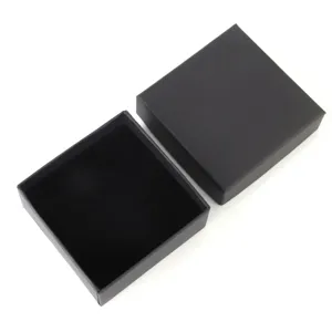 Close-up of black matte kraft paper jewelry box with velvet foam insert for bracelets