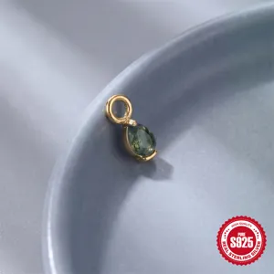 Exquisite teardrop-shaped moss agate pendant with natural green moss-like stone detail