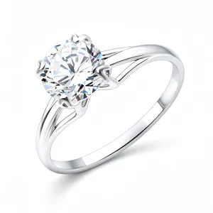 Ring aus 925 Sterlingsilber mit großem Zirkonia-Solitär in einer Herz-Fassung für Frauen