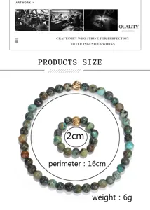 Detaillierte Produktspezifikationen für das afrikanische Türkis-Perlenarmband und Ring