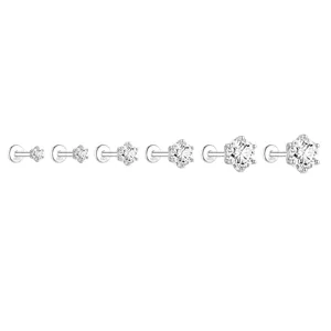 High-quality S925 sterling silver moissanite stud earrings set with six different stone sizes